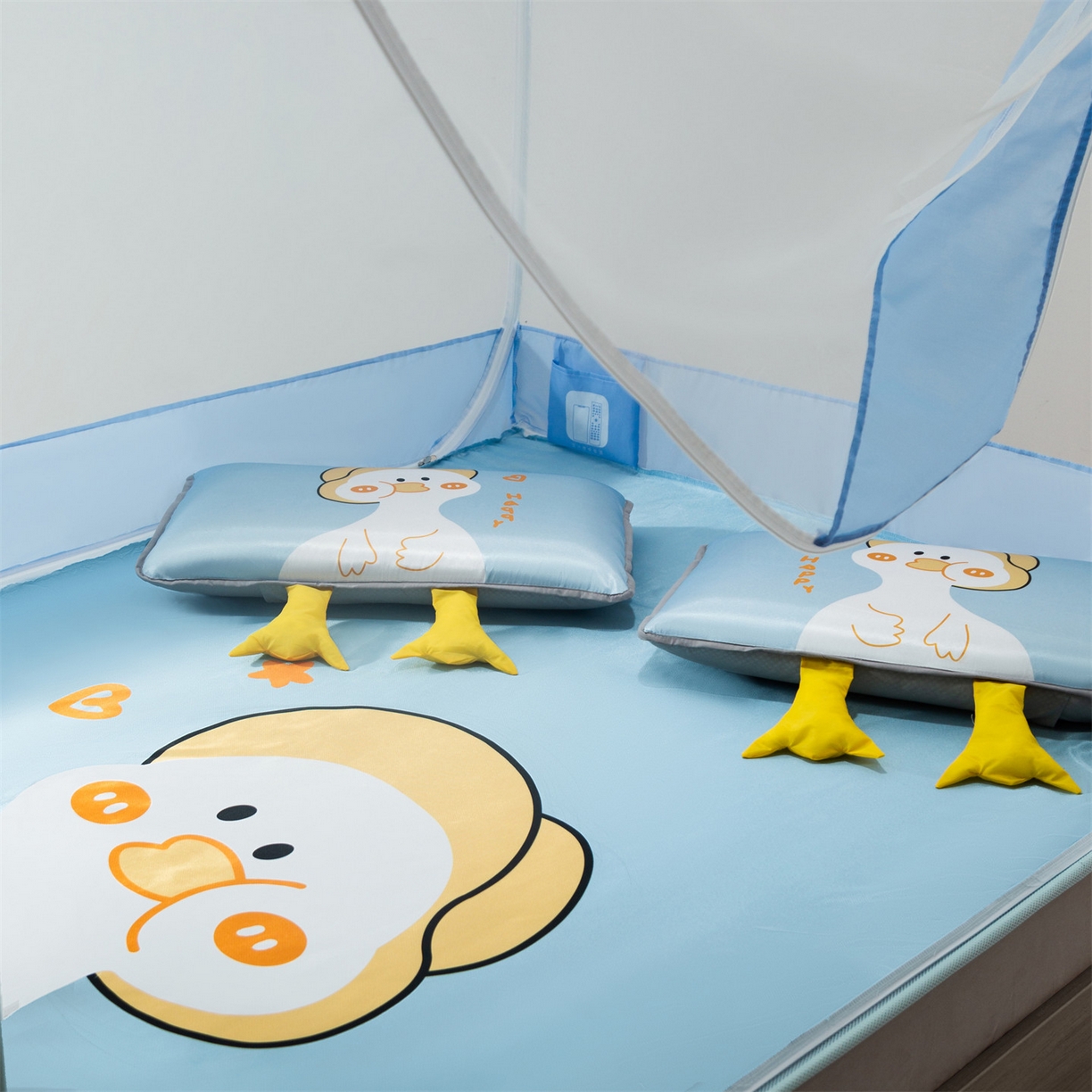 91家纺网 家纺一手货源 找家纺 飞轮海蚊帐 2026新款凉席蚊帐二合一坐床蚊帐-Z71 思索鸭