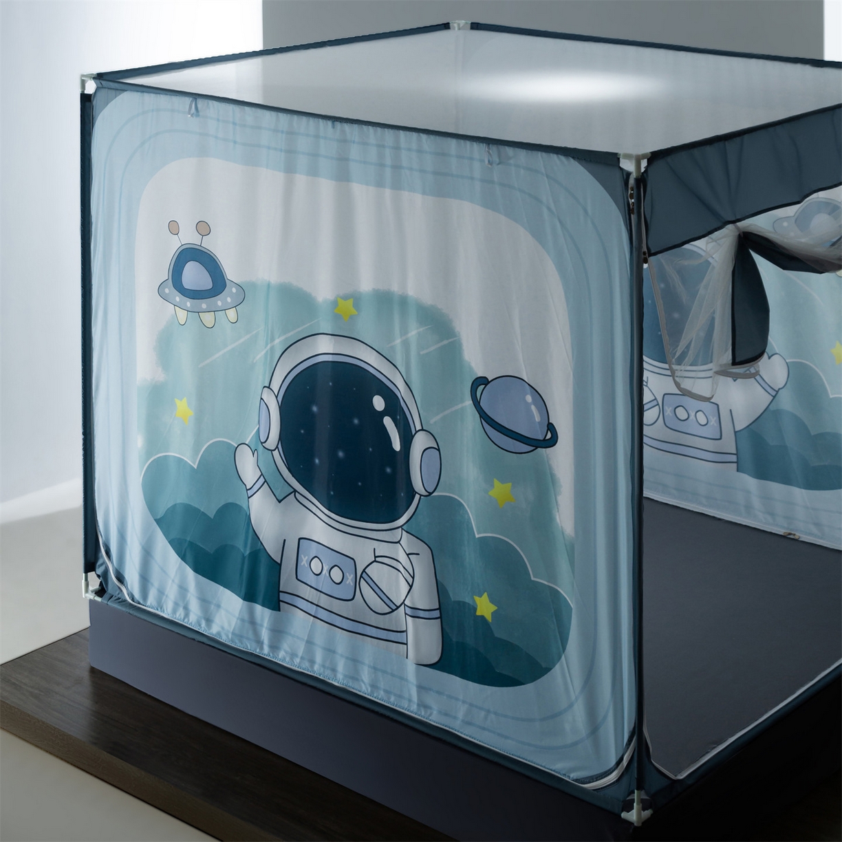 91家纺网 家纺一手货源 找家纺 飞轮海蚊帐 2026新款防摔全包防护坐床旗舰款蚊帐-Z72 太空人