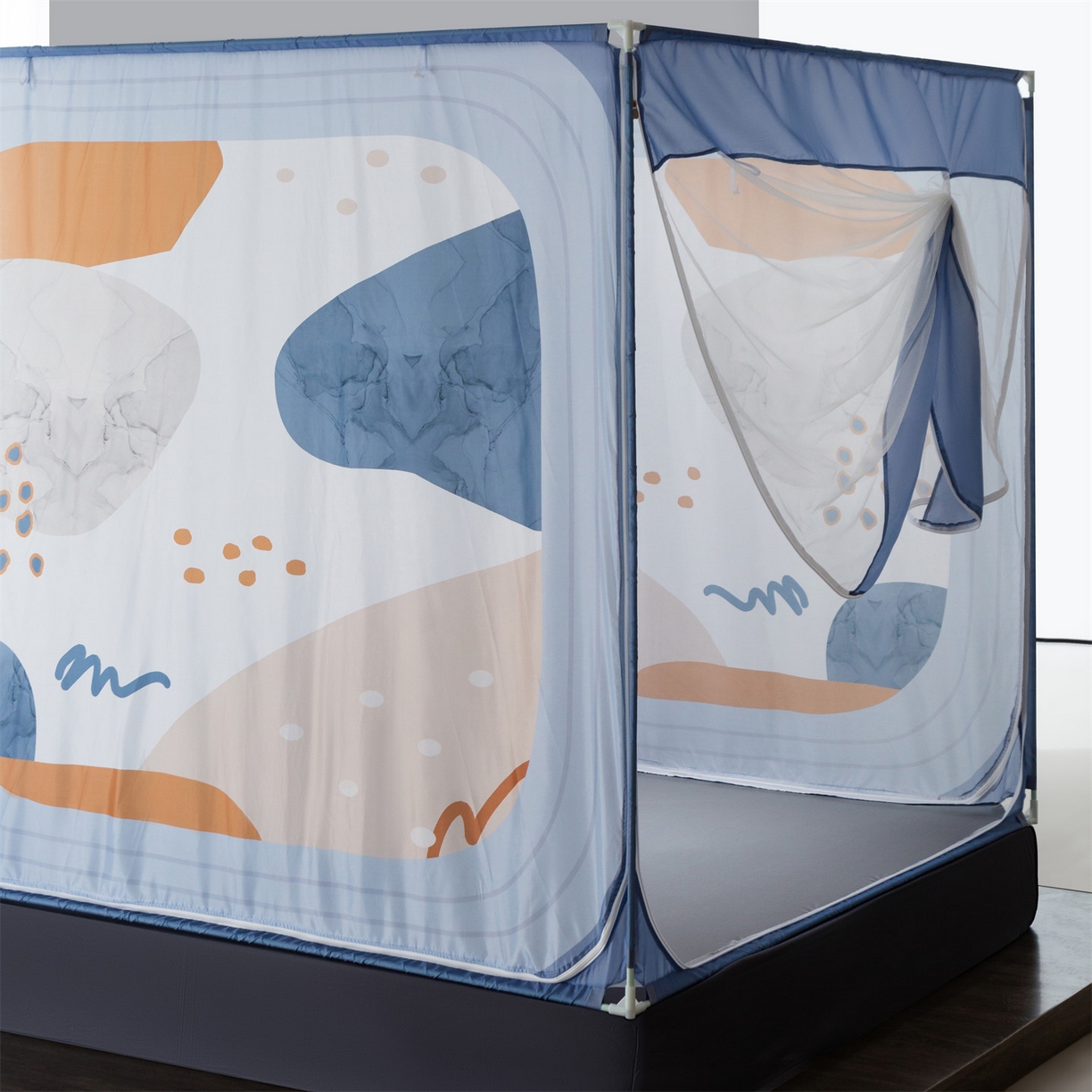 91家纺网 家纺一手货源 找家纺 飞轮海蚊帐 2026新款防摔全包防护坐床旗舰款蚊帐-Z72 梦幻