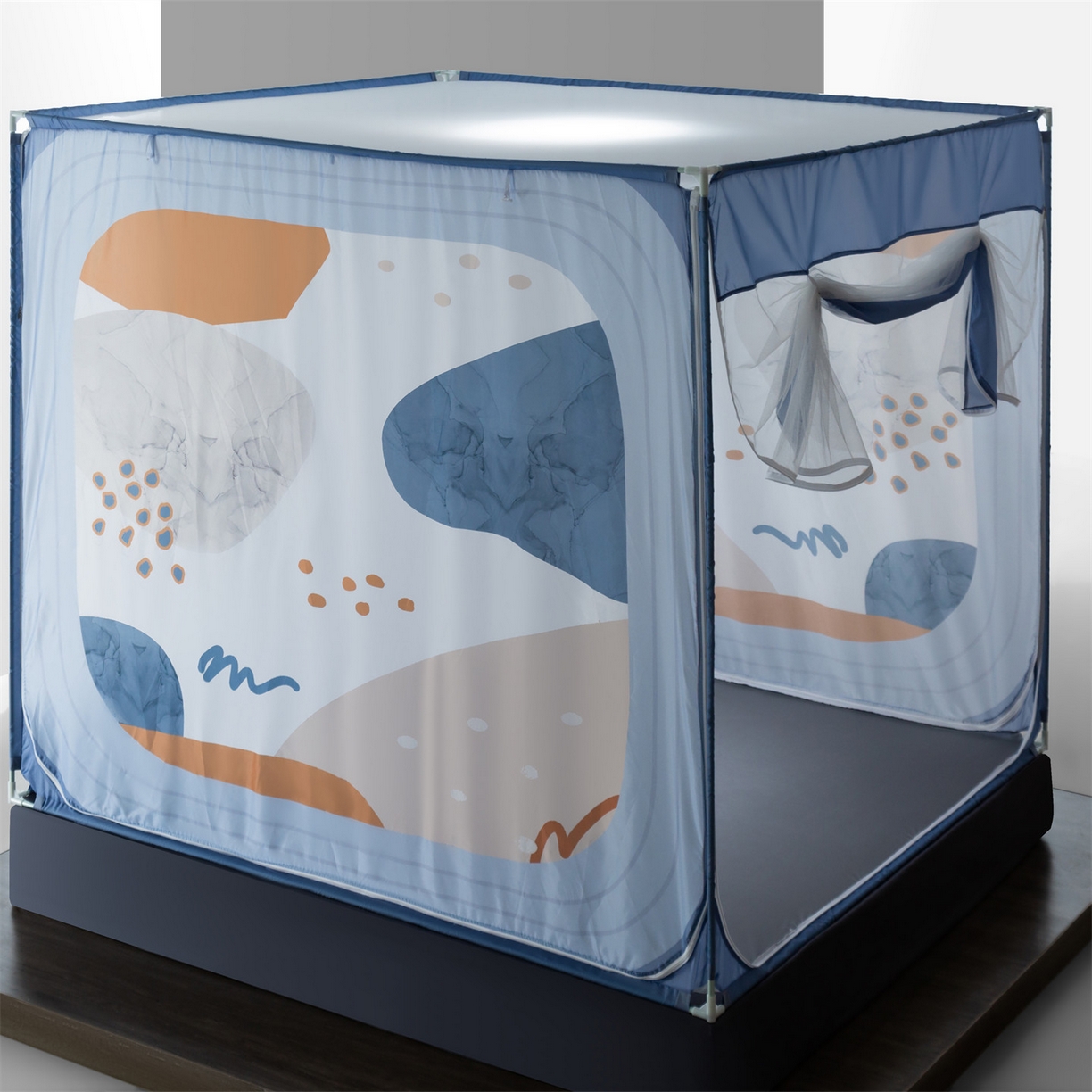 91家纺网 家纺一手货源 找家纺 飞轮海蚊帐 2026新款防摔全包防护坐床旗舰款蚊帐-Z72 梦幻