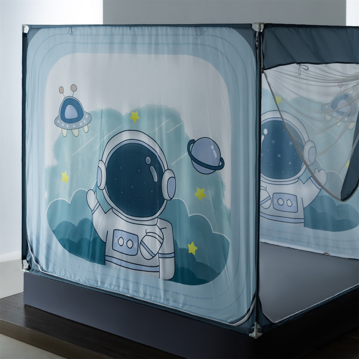 91家纺网 家纺一手货源 找家纺 飞轮海蚊帐 2026新款防摔全包防护坐床旗舰款蚊帐-Z72 太空人