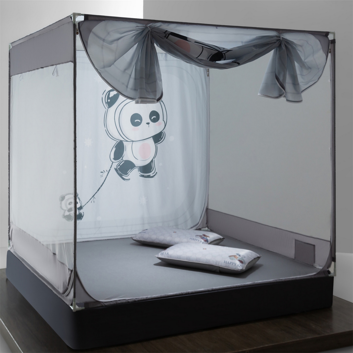 91家纺网 家纺一手货源 找家纺 飞轮海蚊帐 2026新款防摔全包防护坐床旗舰款蚊帐-Z72 小熊熊