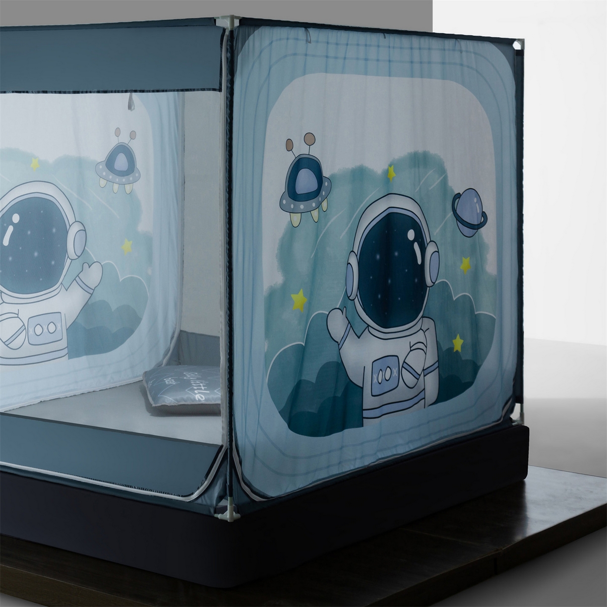 91家纺网 家纺一手货源 找家纺 飞轮海蚊帐 2026新款防摔全包防护坐床旗舰款蚊帐-Z72 太空人