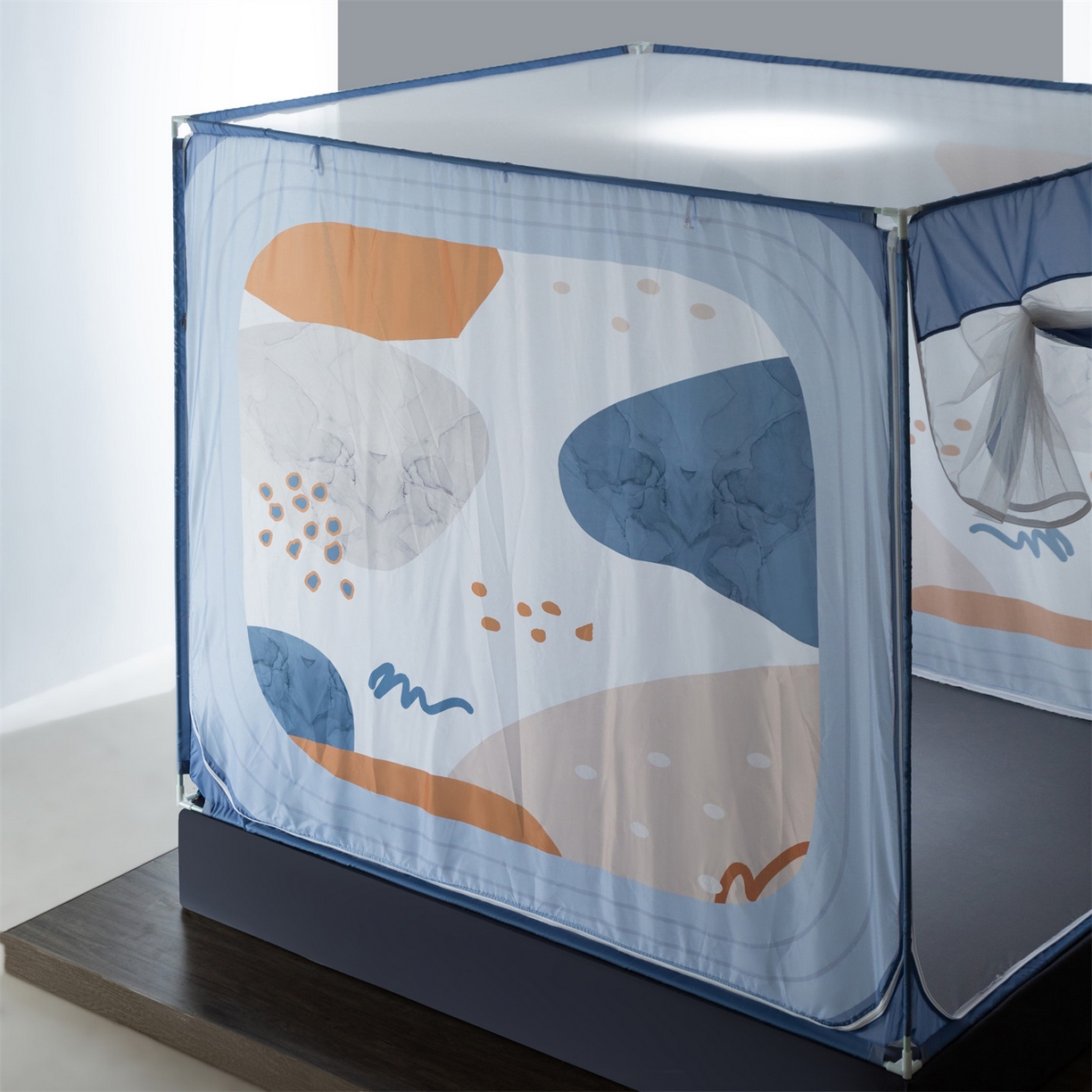 91家纺网 家纺一手货源 找家纺 飞轮海蚊帐 2026新款防摔全包防护坐床旗舰款蚊帐-Z72 梦幻