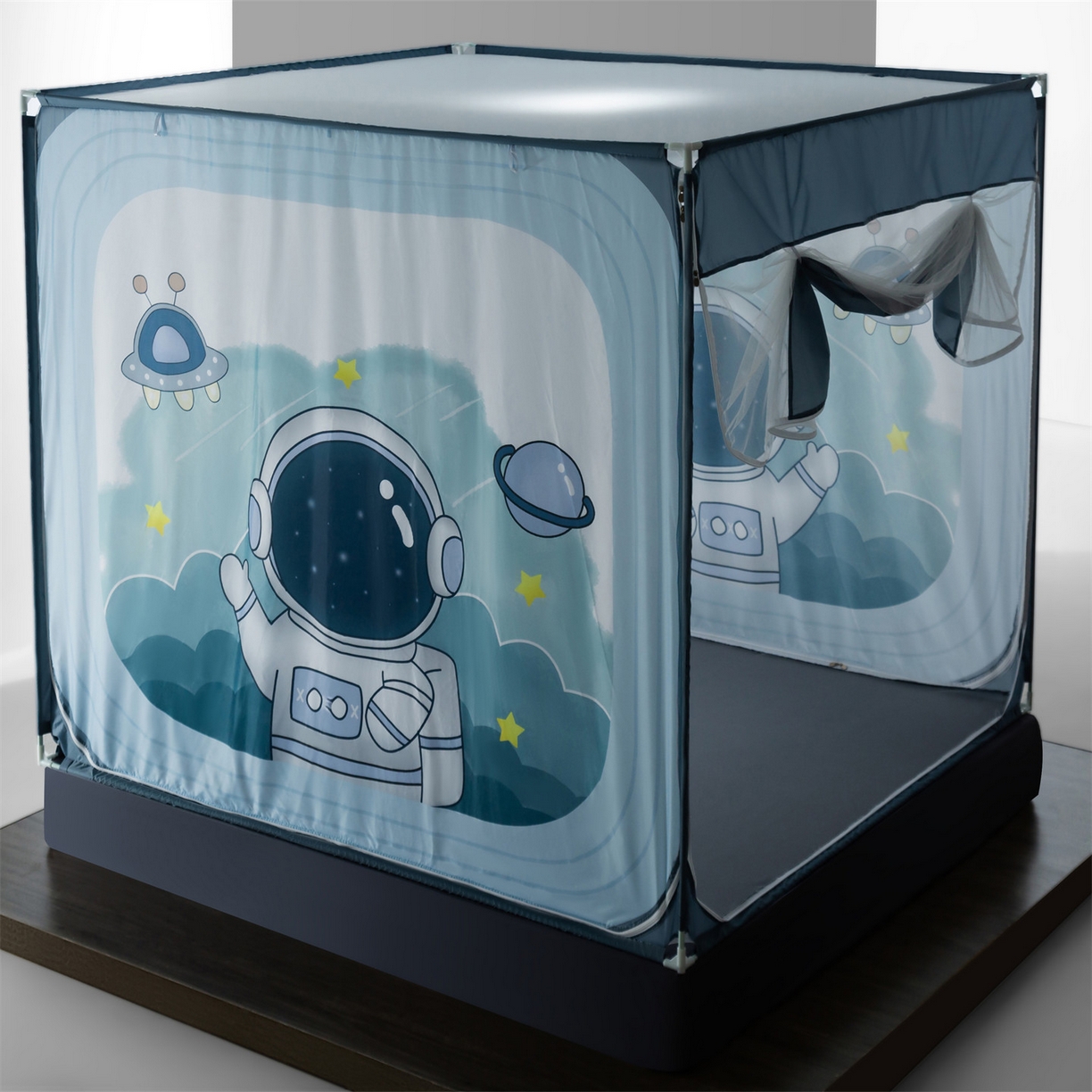 91家纺网 家纺一手货源 找家纺 飞轮海蚊帐 2026新款防摔全包防护坐床旗舰款蚊帐-Z72 太空人