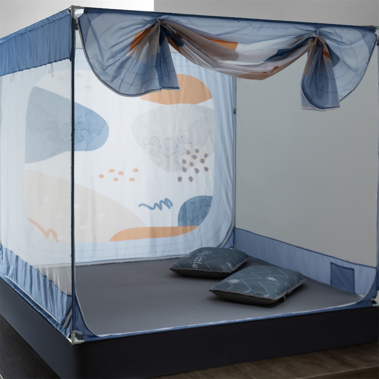 91家纺网 家纺一手货源 找家纺 飞轮海蚊帐 2026新款防摔全包防护坐床旗舰款蚊帐-Z72 梦幻