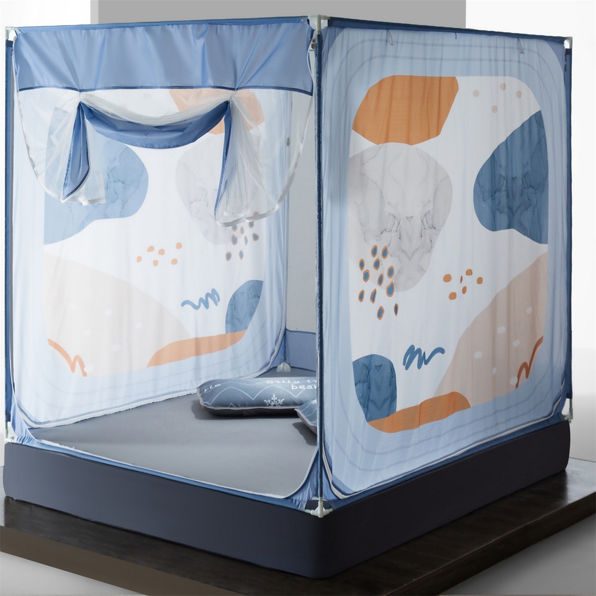 91家纺网 家纺一手货源 找家纺 飞轮海蚊帐 2026新款防摔全包防护坐床旗舰款蚊帐-Z72 梦幻