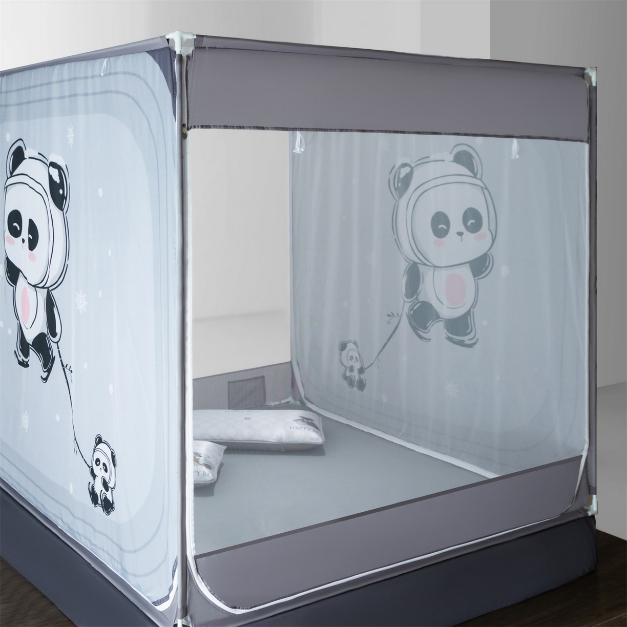 91家纺网 家纺一手货源 找家纺 飞轮海蚊帐 2026新款防摔全包防护坐床旗舰款蚊帐-Z72 小熊熊