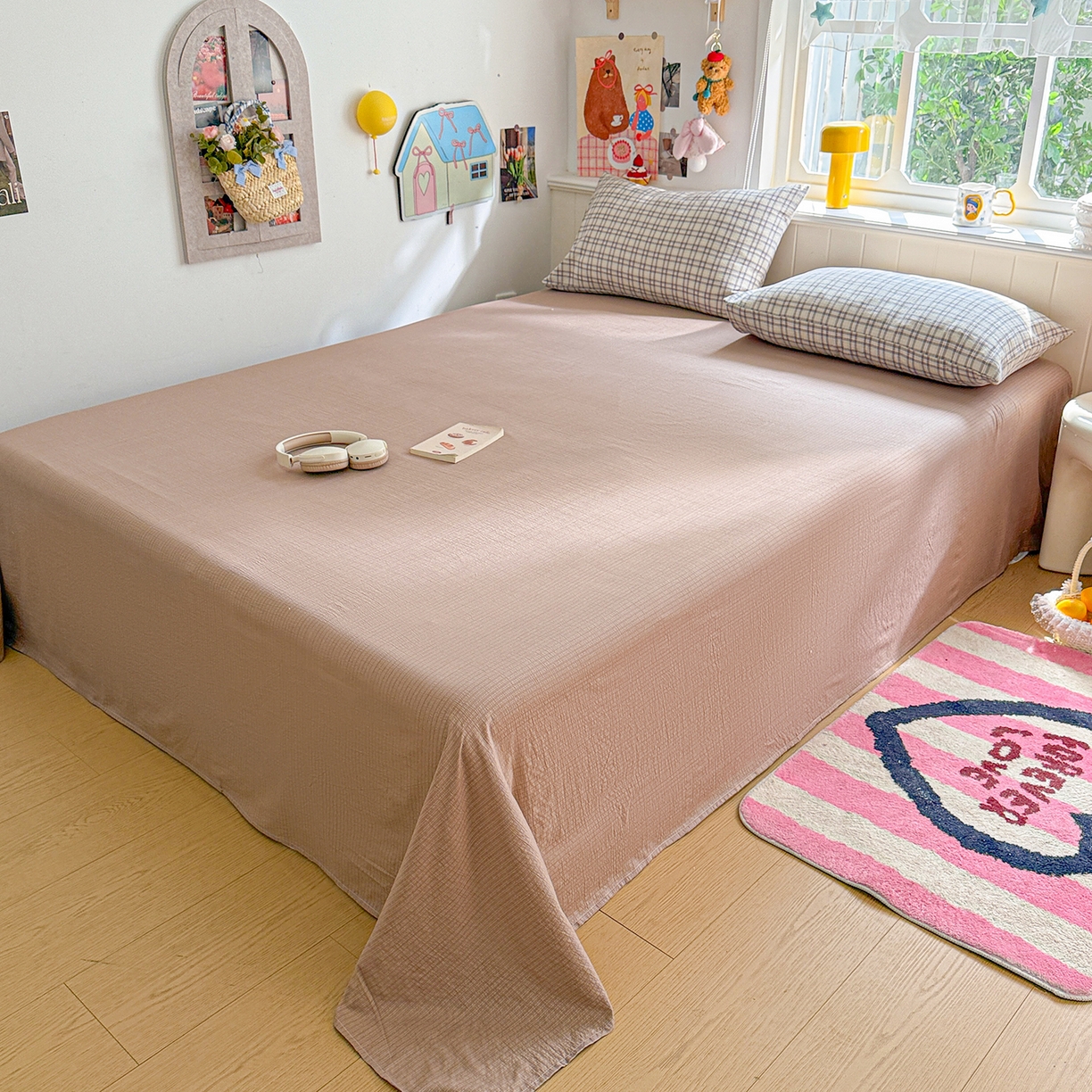 91家纺网 家纺一手货源 找家纺 N先生+V 13814689556 发大图/买家秀 2026新款A类无印风双层纱夏被夏凉被空调被 知禾-咖（夏被）