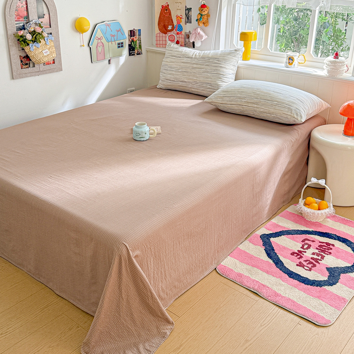 91家纺网 家纺一手货源 找家纺 N先生+V 13814689556 发大图/买家秀 2026新款A类无印风双层纱夏被夏凉被空调被 简兮-咖（夏被）