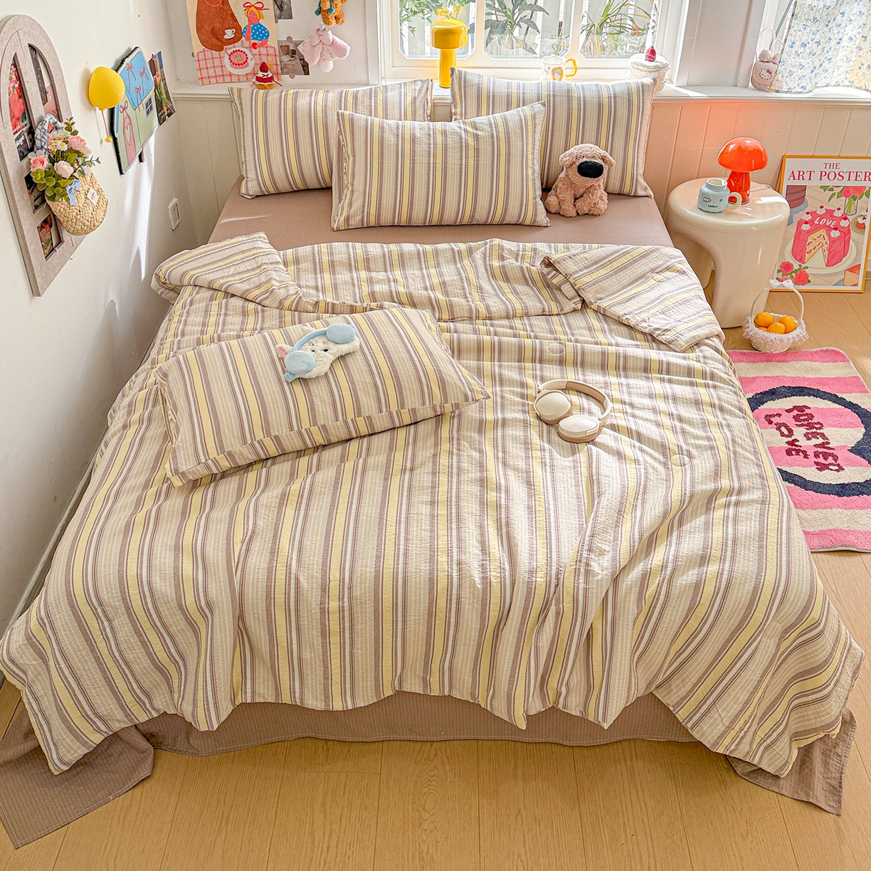 91家纺网 家纺一手货源 找家纺 N先生+V 13814689556 发大图/买家秀 2026新款A类无印风双层纱夏被夏凉被空调被 栖然-黄（夏被）