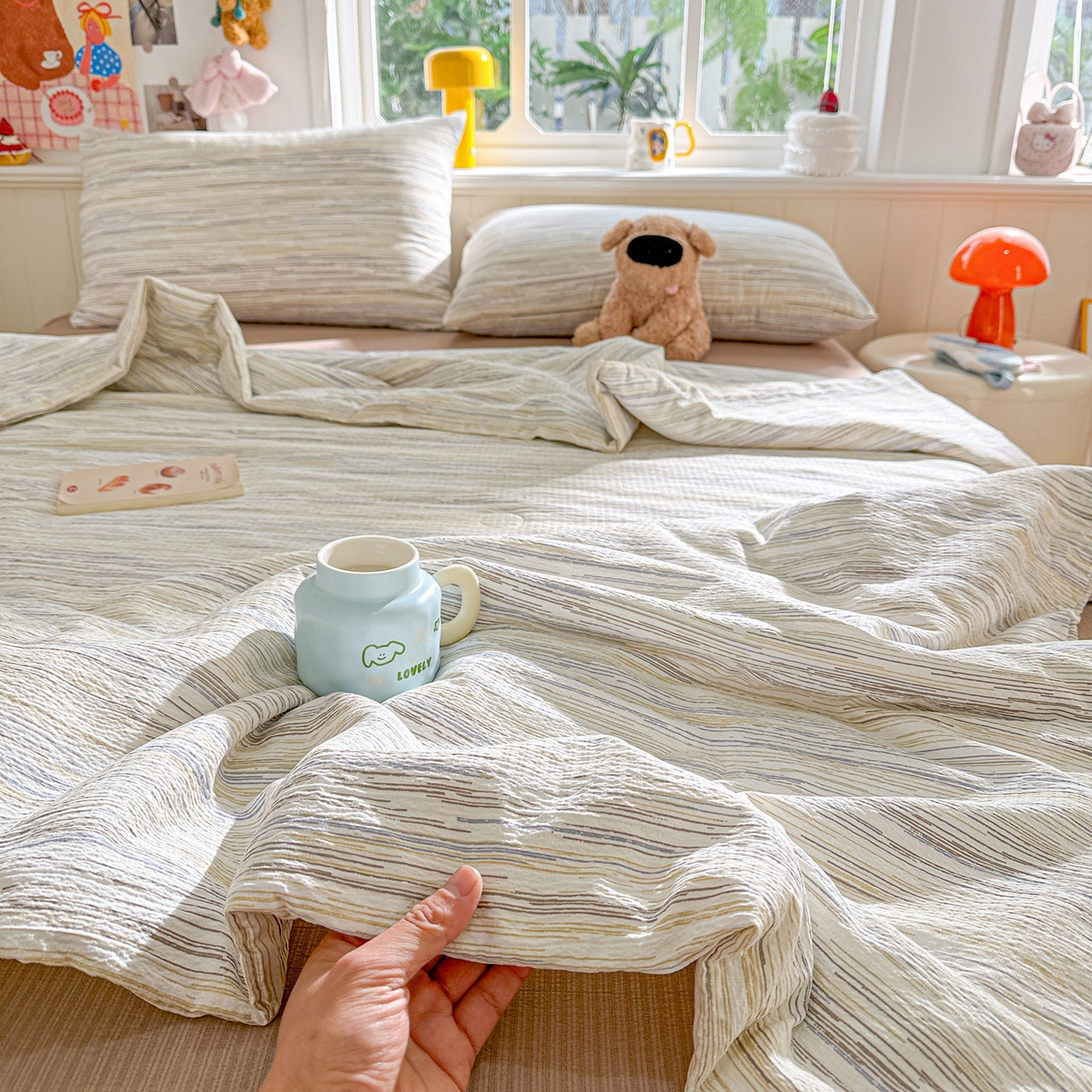 91家纺网 家纺一手货源 找家纺 （总）N先生+V 13814689556 发大图/买家秀 2026新款A类无印风双层纱夏被夏凉被空调被