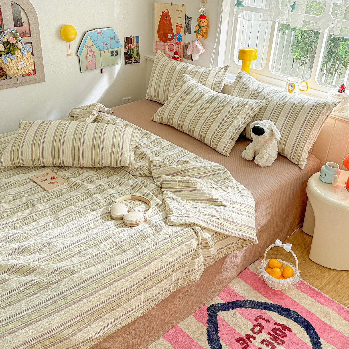 91家纺网 家纺一手货源 找家纺 N先生+V 13814689556 发大图/买家秀 2026新款A类无印风双层纱夏被夏凉被空调被 栖然-绿（夏被）