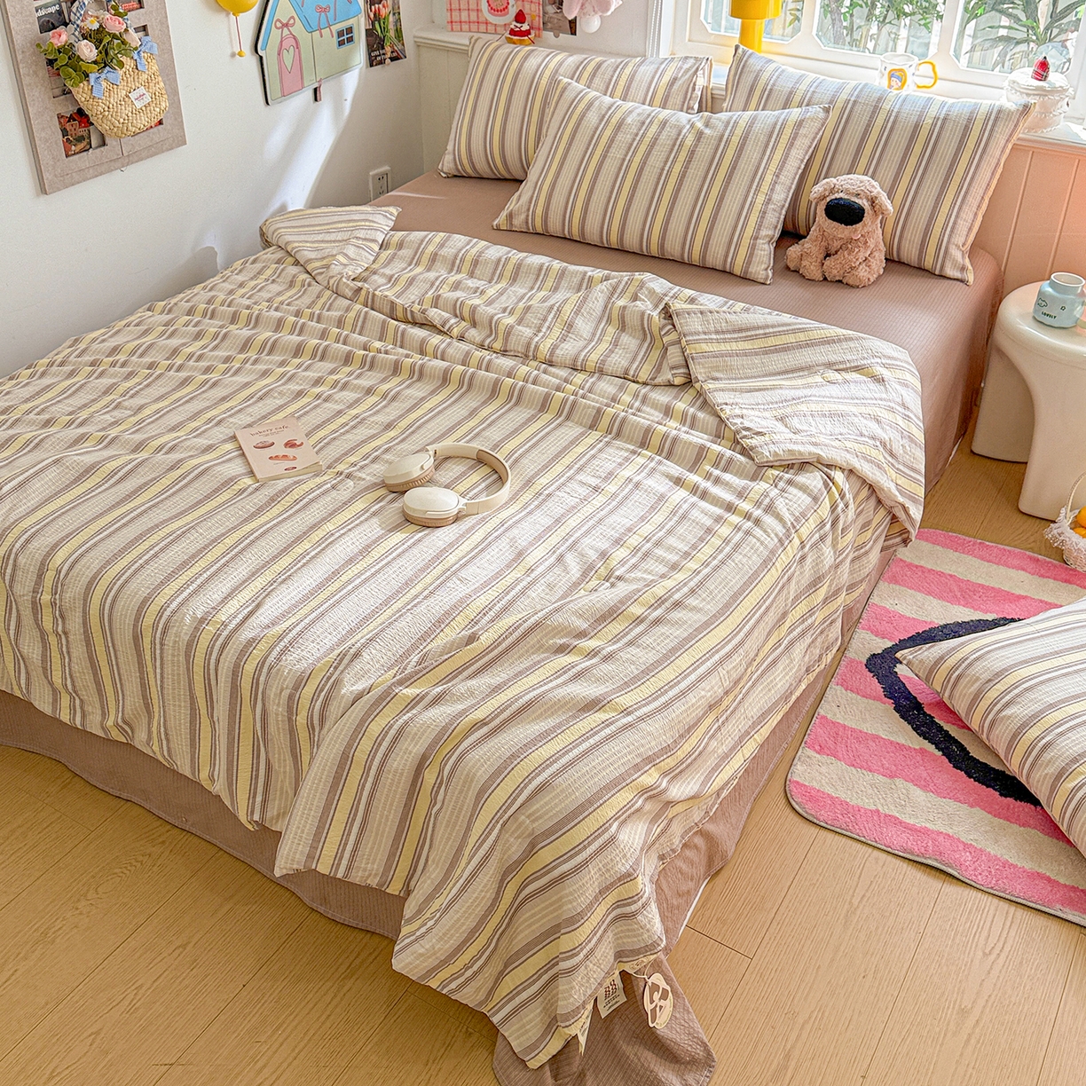 91家纺网 家纺一手货源 找家纺 N先生+V 13814689556 发大图/买家秀 2026新款A类无印风双层纱夏被夏凉被空调被 栖然-黄（夏被）