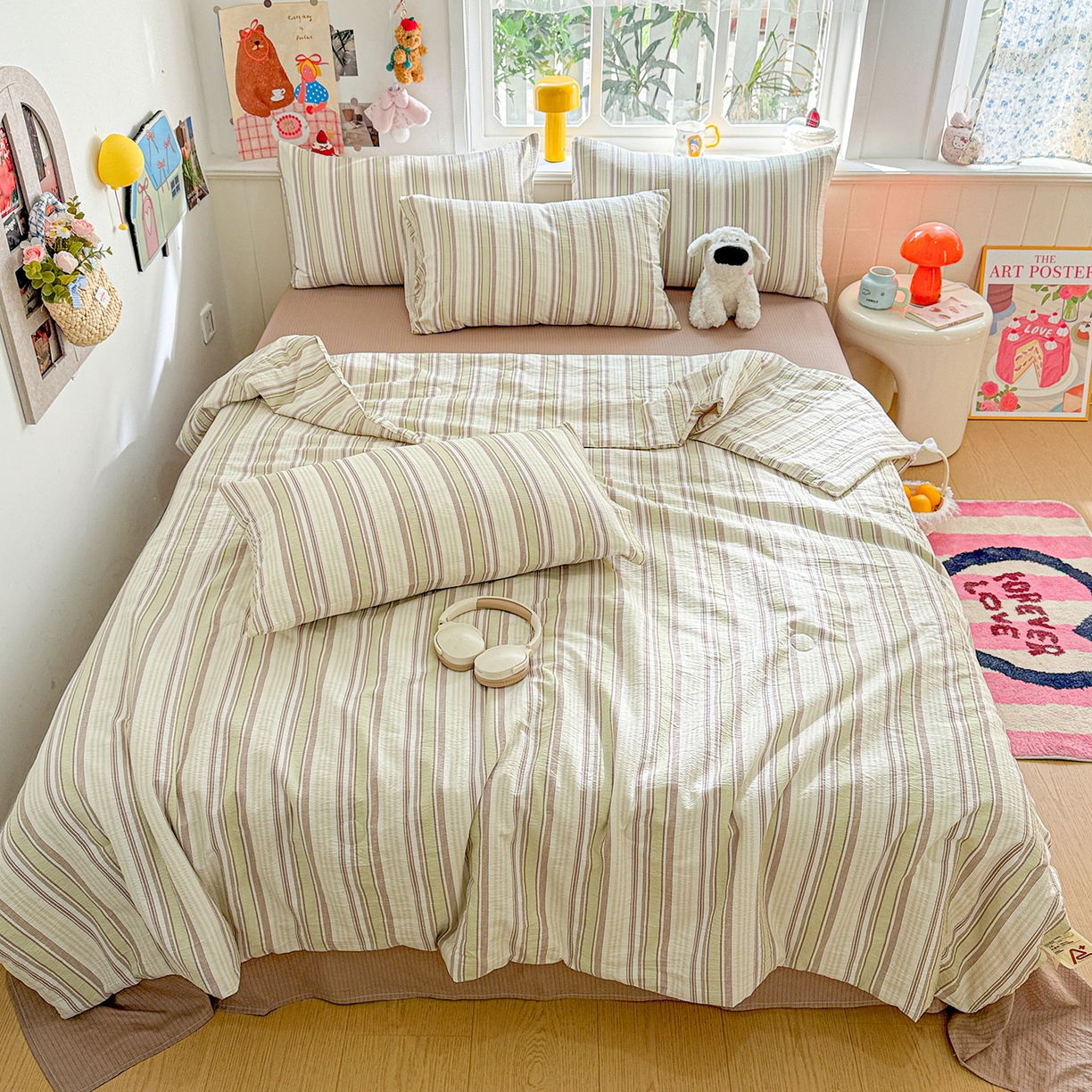 91家纺网 家纺一手货源 找家纺 N先生+V 13814689556 发大图/买家秀 2026新款A类无印风双层纱夏被夏凉被空调被 栖然-绿（夏被）