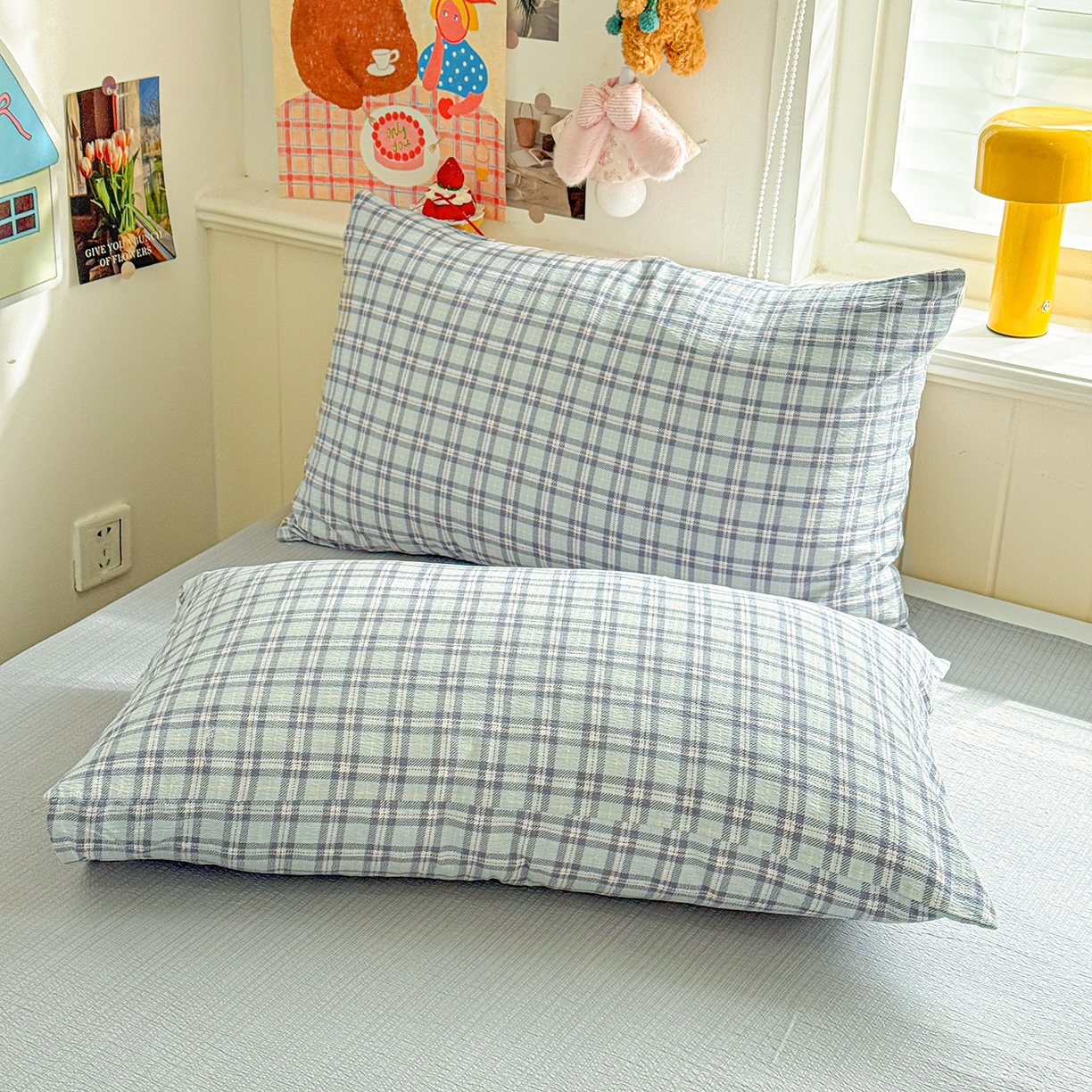 91家纺网 家纺一手货源 找家纺 N先生+V 13814689556 发大图/买家秀 2026新款A类无印风双层纱夏被夏凉被空调被 知禾-蓝（夏被）