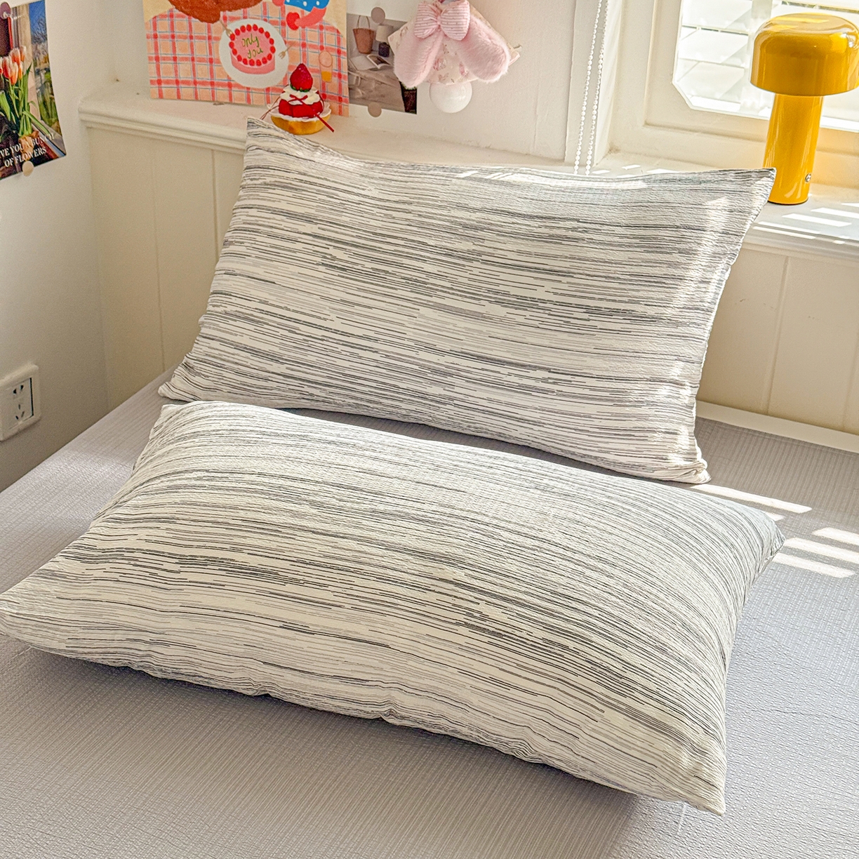 91家纺网 家纺一手货源 找家纺 N先生+V 13814689556 发大图/买家秀 2026新款A类无印风双层纱夏被夏凉被空调被 简兮-灰(夏被）