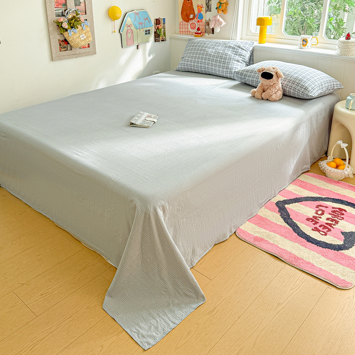 91家纺网 家纺一手货源 找家纺 N先生+V 13814689556 发大图/买家秀 2026新款A类无印风双层纱夏被夏凉被空调被 知禾-蓝（夏被）