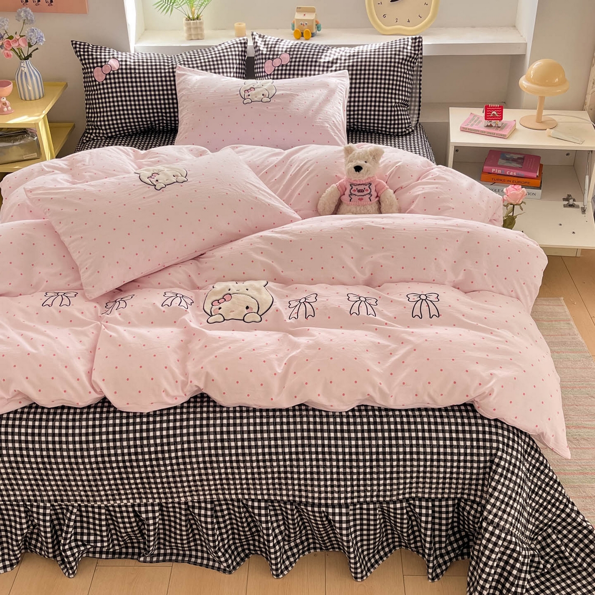 91家纺网 家纺一手货源 找家纺 （总）格真 2026新款古法水洗棉云感纱立体绣花贴布绣单品枕套被套三件套