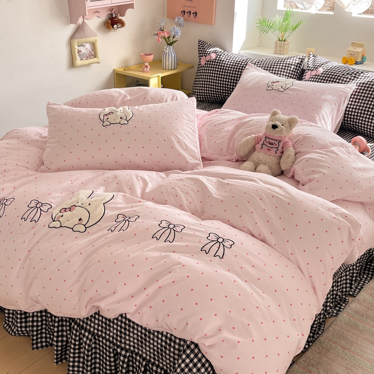 91家纺网 家纺一手货源 找家纺 （总）格真 2026新款古法水洗棉云感纱立体绣花贴布绣单品枕套被套三件套