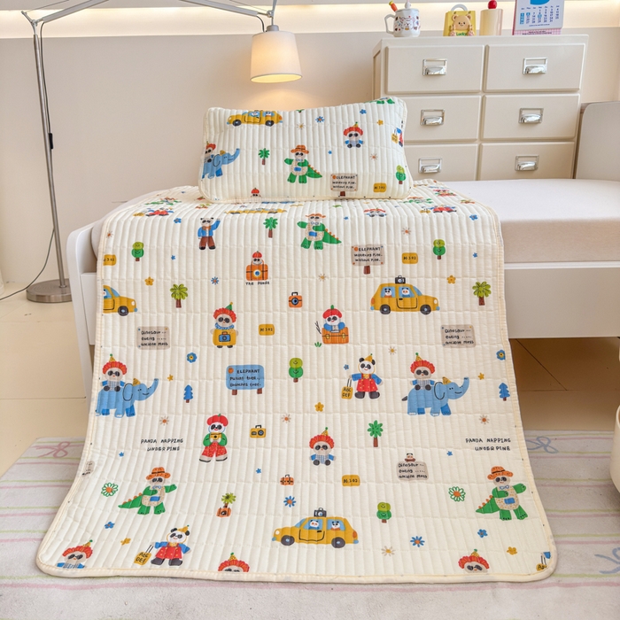禧缘家纺（原梦想家） 2026新款全棉夹棉婴童床盖 淘气熊猫--绑带款