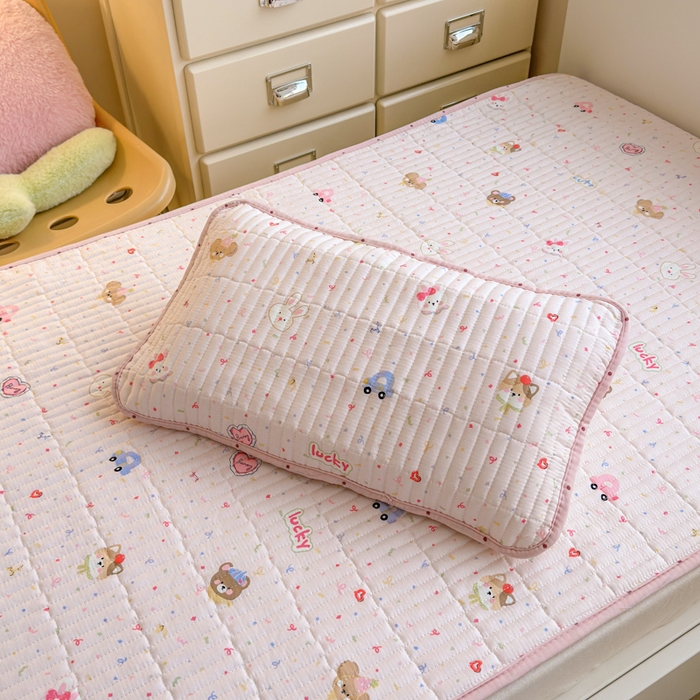 禧缘家纺（原梦想家） 2026新款母婴级儿童全棉夹棉枕套 粉色童年