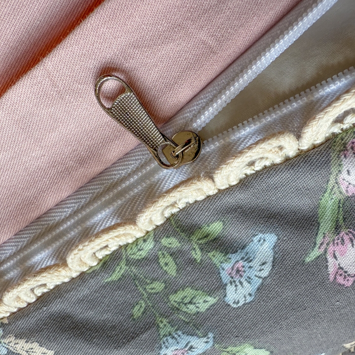 91家纺网 家纺一手货源 找家纺 宅家居 2026爆款田园风甜美小清新喷气印花纯棉四件套韩式圈圈花边40支全棉三件套 春色