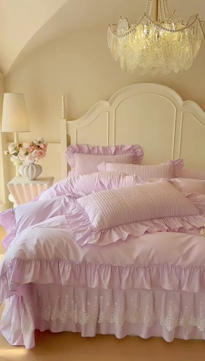 91家纺网 家纺一手货源 找家纺 瑞宝 2026新款全棉水洗棉床盖四件套-初夏 严格控价。利润不低于90 除平台优惠券 梦幻紫