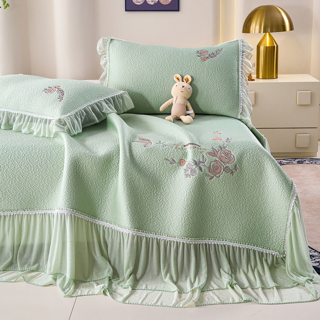 91家纺网 家纺一手货源 找家纺 （总）青雅席业 2026新款A类凉感豆豆席-床裙款-闭月羞花系列