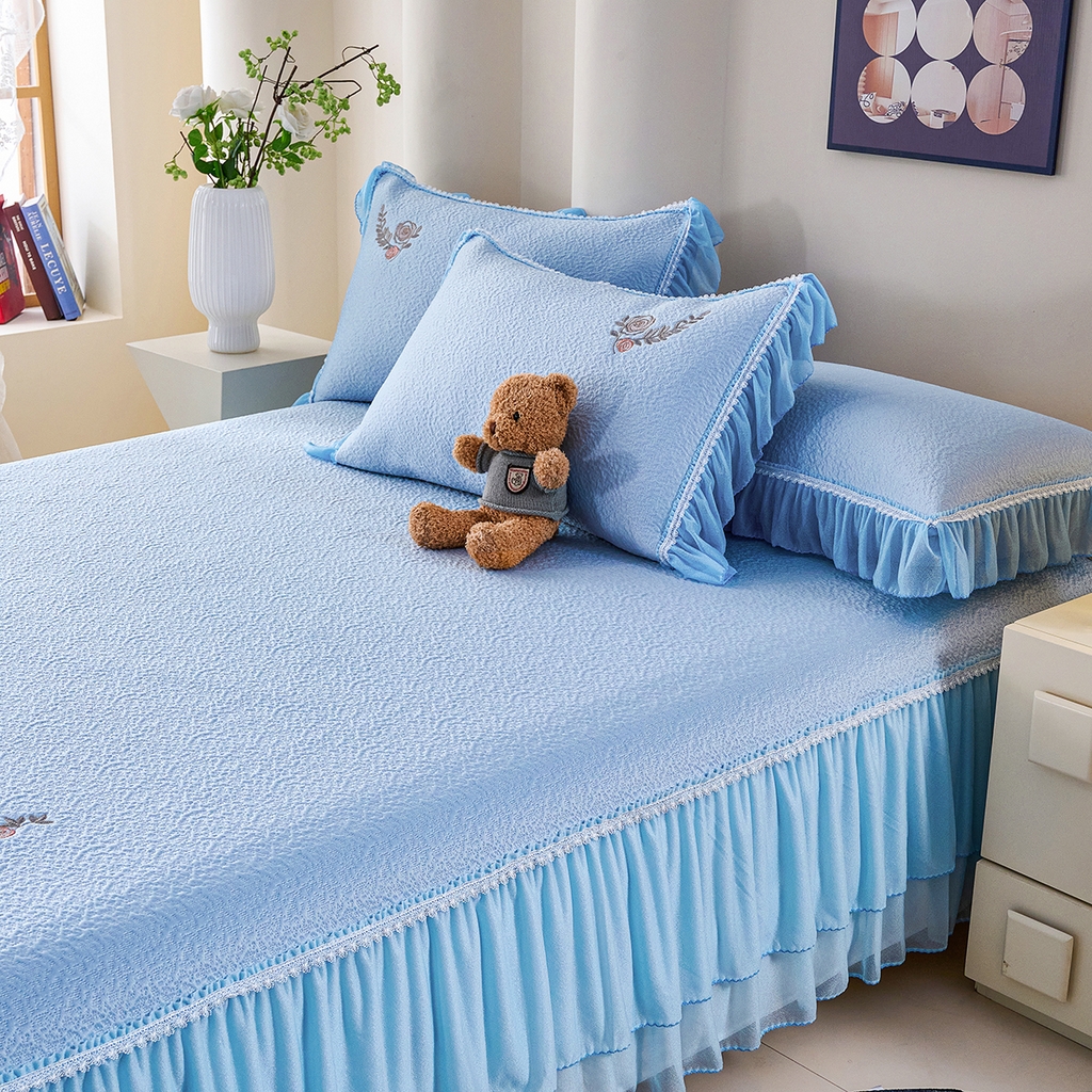 91家纺网 家纺一手货源 找家纺 （总）青雅席业 2026新款A类凉感豆豆席-床裙款-闭月羞花系列