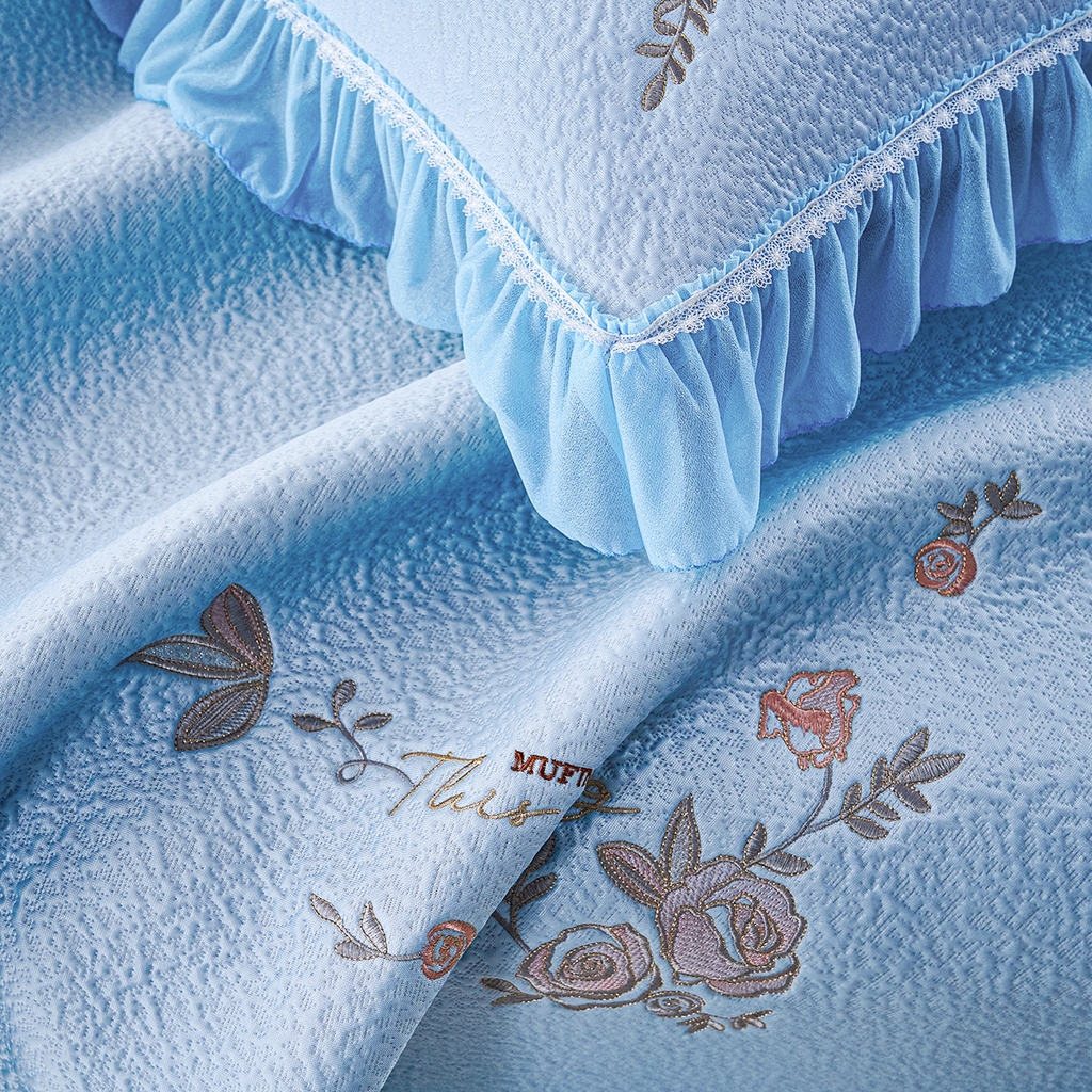 91家纺网 家纺一手货源 找家纺 （总）青雅席业 2026新款A类凉感豆豆席-床裙款-闭月羞花系列