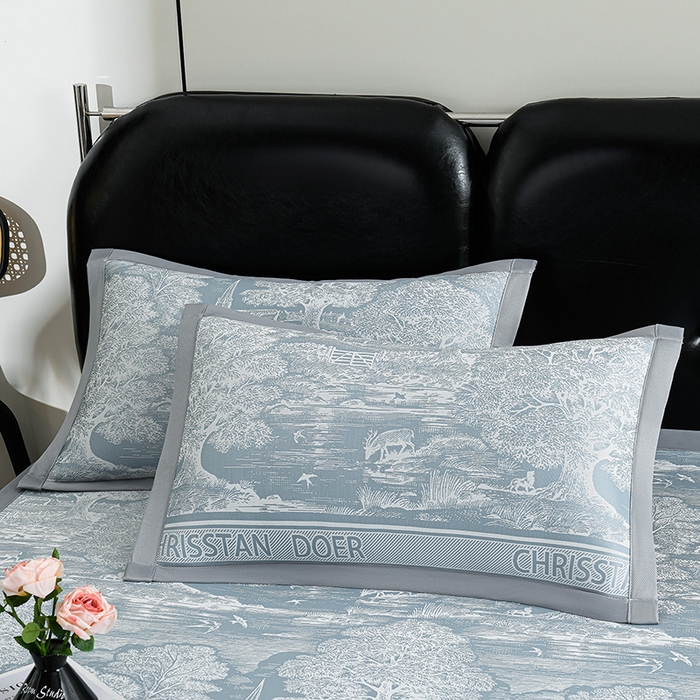 91家纺网 家纺一手货源 找家纺 薇梦蚊帐 2026新款提花宽边冰丝凉感软席 林间秘境-蓝