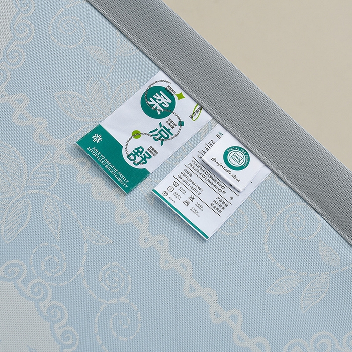 91家纺网 家纺一手货源 找家纺 薇梦蚊帐 2026新款提花宽边冰丝凉感软席 郁金香-蓝