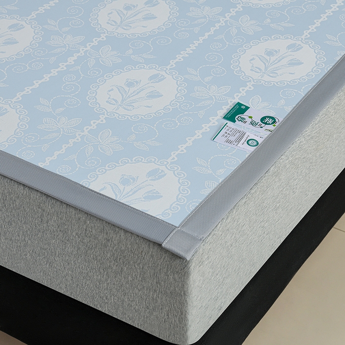 91家纺网 家纺一手货源 找家纺 薇梦蚊帐 2026新款提花宽边冰丝凉感软席 郁金香-蓝