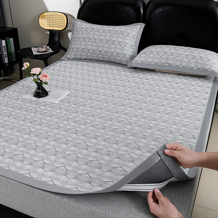 91家纺网 家纺一手货源 找家纺 薇梦蚊帐 2026新款提花宽边冰丝凉感软席 云锦-灰