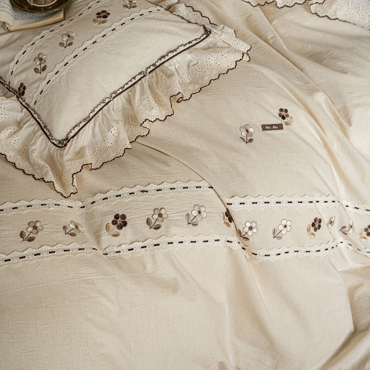 91家纺网 家纺一手货源 找家纺 （总）满座家居 2026春夏新款竹节棉麻特种绣花四件套法式复古四件套（会员-20，控价不低于389)