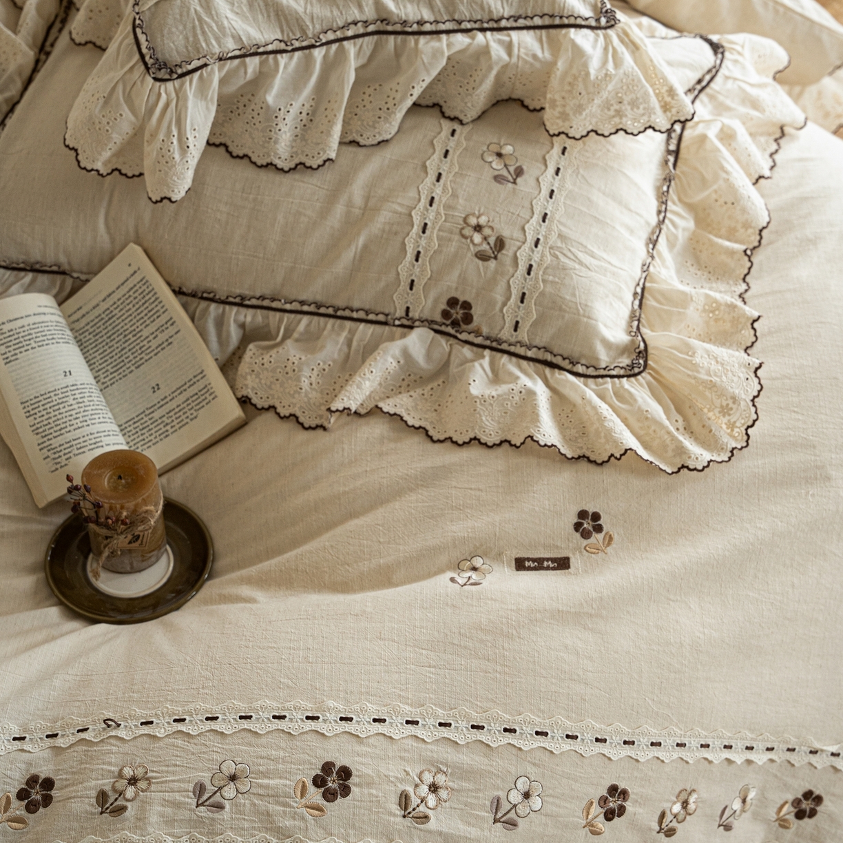 91家纺网 家纺一手货源 找家纺 （总）满座家居 2026春夏新款竹节棉麻特种绣花四件套法式复古四件套（会员-20，控价不低于389)