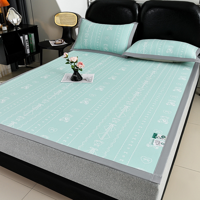 薇梦蚊帐 2026新款提花宽边冰丝凉感软席 可爱熊-绿