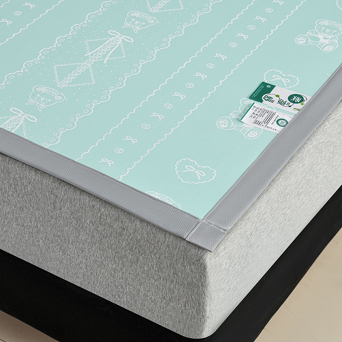 91家纺网 家纺一手货源 找家纺 薇梦蚊帐 2026新款提花宽边冰丝凉感软席 可爱熊-绿