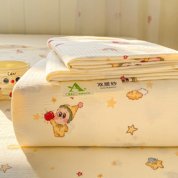 91家纺网 家纺一手货源 找家纺 （总）晓时候 2026新款A类云感双层纱床单三件套单品单件床单