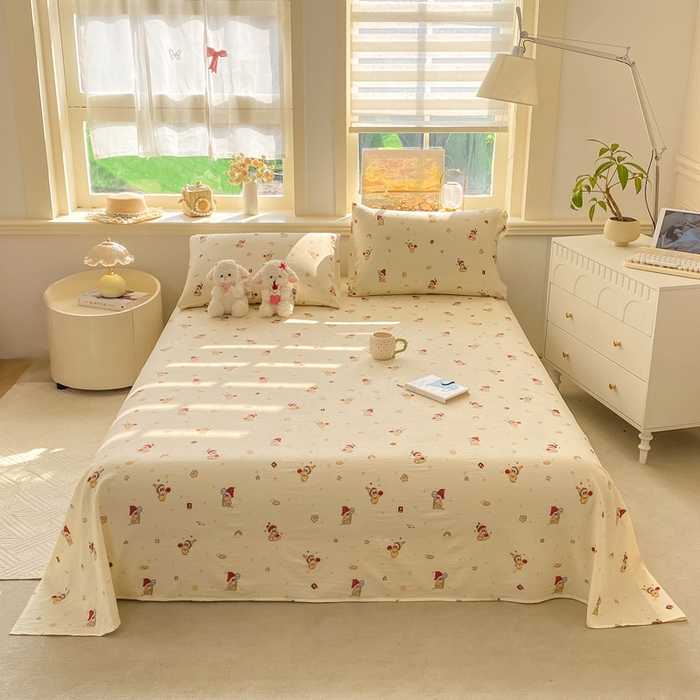 91家纺网 家纺一手货源 找家纺 （总）晓时候 2026新款A类云感双层纱床单三件套单品单件床单