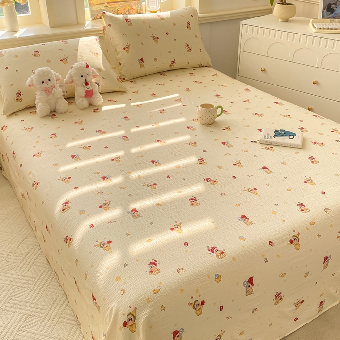 91家纺网 家纺一手货源 找家纺 （总）晓时候 2026新款A类云感双层纱床单三件套单品单件床单