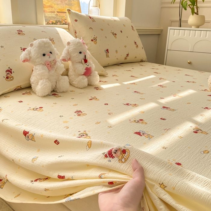 91家纺网 家纺一手货源 找家纺 （总）晓时候 2026新款A类云感双层纱床单三件套单品单件床单