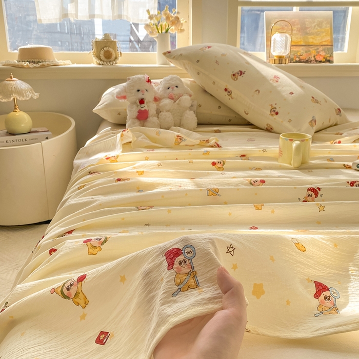 91家纺网 家纺一手货源 找家纺 （总）晓时候 2026新款A类云感双层纱床单三件套单品单件床单