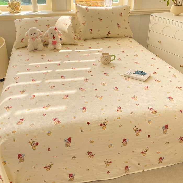 91家纺网 家纺一手货源 找家纺 （总）晓时候 2026新款A类云感双层纱床单三件套单品单件床单