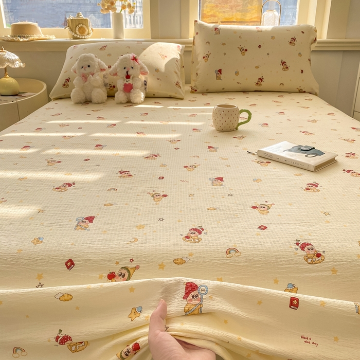 91家纺网 家纺一手货源 找家纺 （总）晓时候 2026新款A类云感双层纱床单三件套单品单件床单