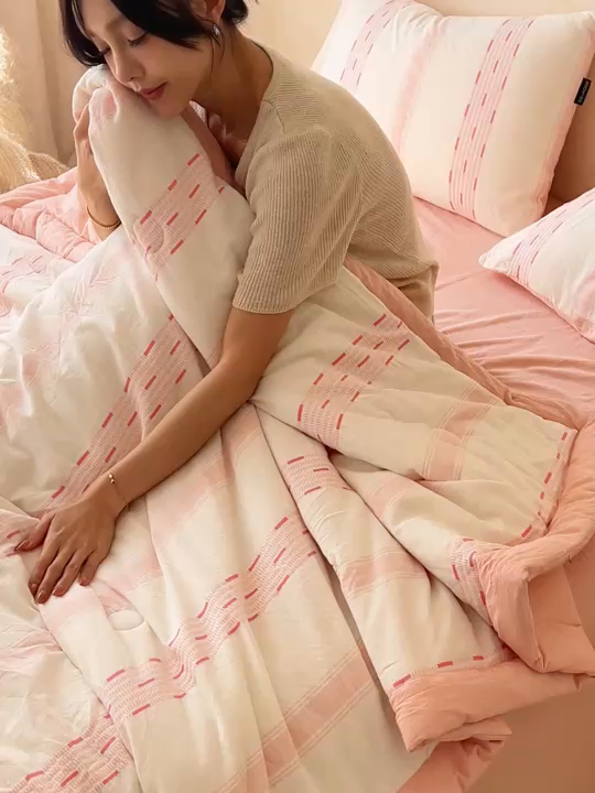 91家纺网 家纺一手货源 找家纺 （总）恬思语家纺 2026春夏新款全棉色织大提花棉花夏被空调被夏凉被四件套如意系列