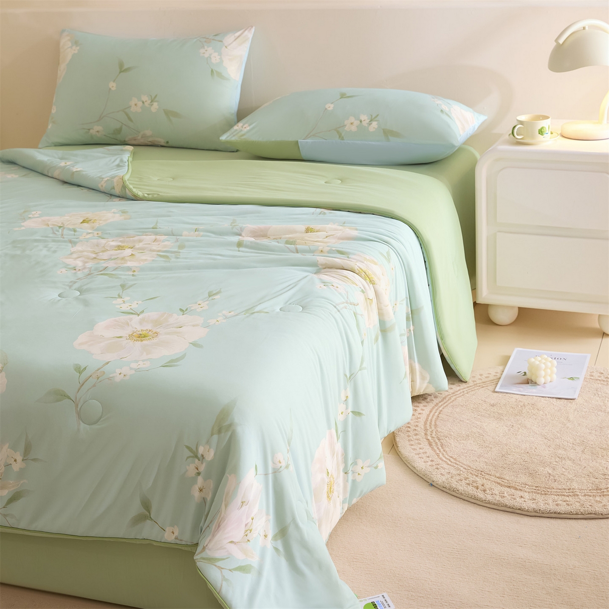 91家纺网 家纺一手货源 找家纺 （总）恬思语家纺 2026春夏新品印花凉感丝大豆夏被夏凉被空调被