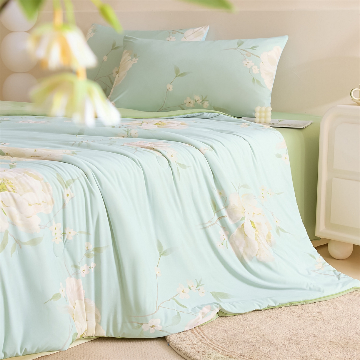 91家纺网 家纺一手货源 找家纺 （总）恬思语家纺 2026春夏新品印花凉感丝大豆夏被夏凉被空调被