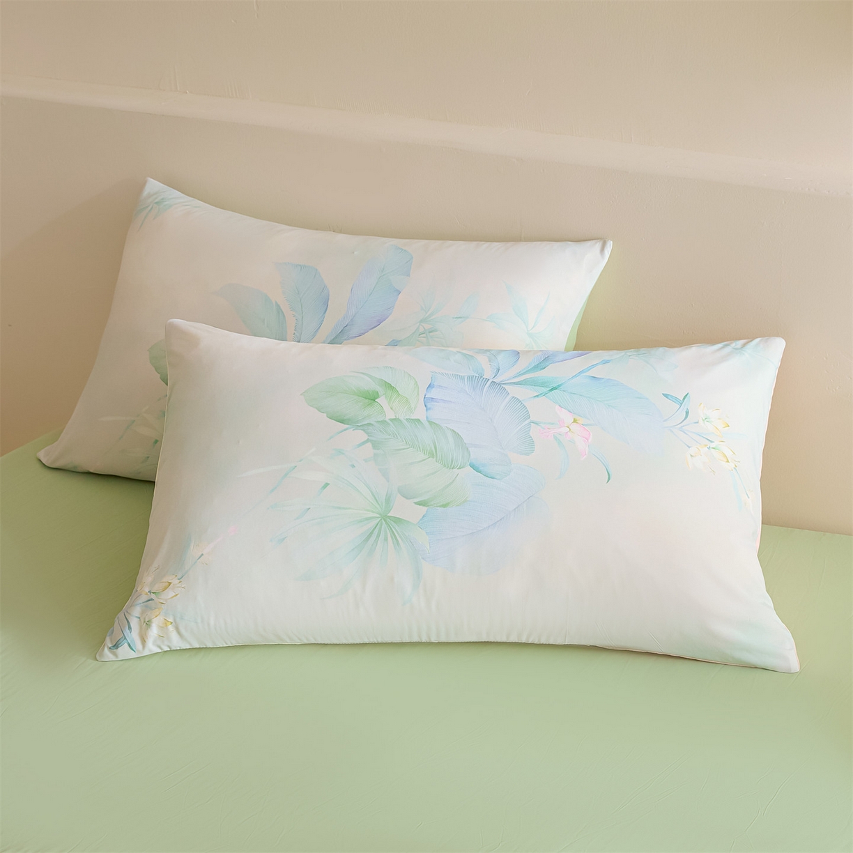 91家纺网 家纺一手货源 找家纺 恬思语家纺 2026春夏新品印花凉感丝大豆夏被夏凉被空调被 栖染-绿